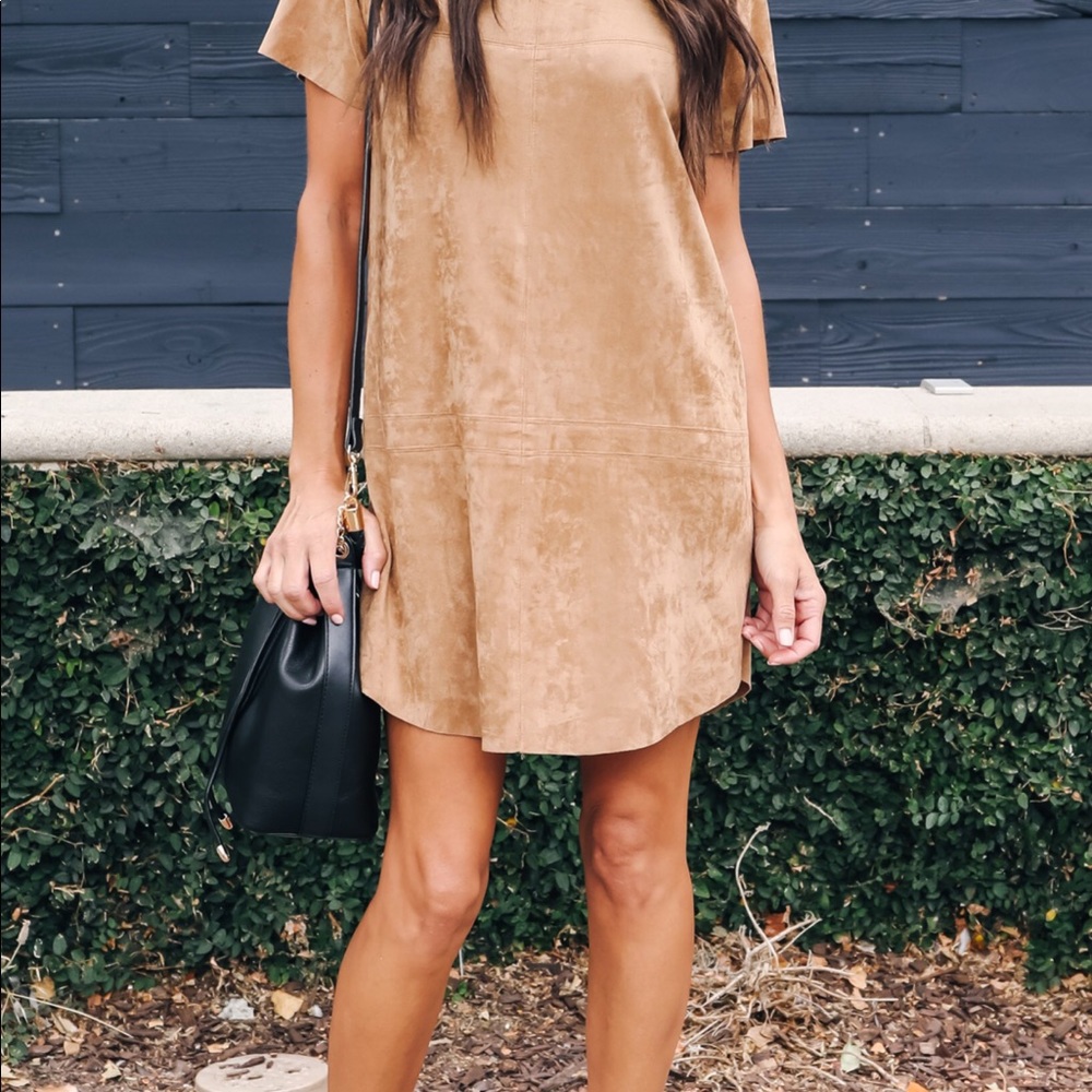 Grey Suede Shift Dress